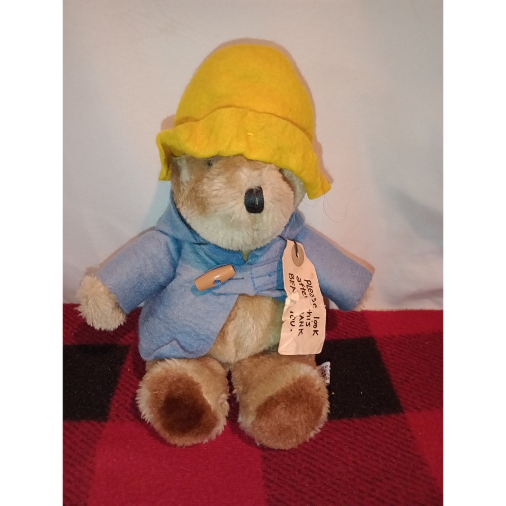 Vintage Paddington Bear 9" Plush 70's-80's Eden Toys Blue Coat Teddy Plush
